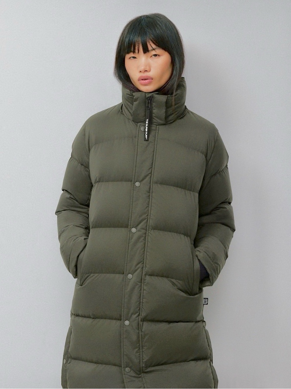 Aritzia TNA The Super Puff Sage Green Long Quilted Puffer Coat